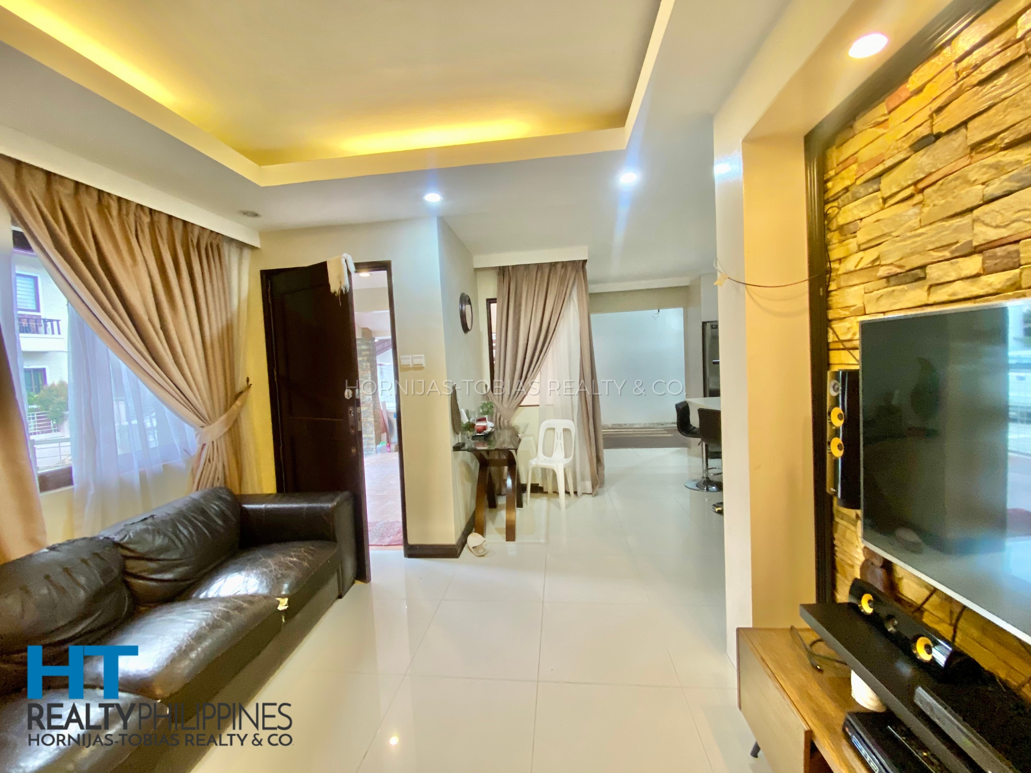 Living room - Corner house and lot with 4 bedrooms and 3 bathrooms furnished for sale in Twin Palms, Ma-a, Davao City